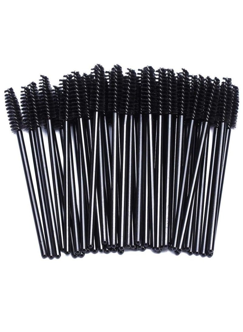 عبوة من 100 قطعة من فرشاة تطبيق الماسكارا للاستخدام مرة واحدة لتمديد الرموش والحواجب والمكياج، لون أسود. - Image 2